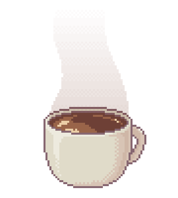 a brief animation of a steaming cup of coffee